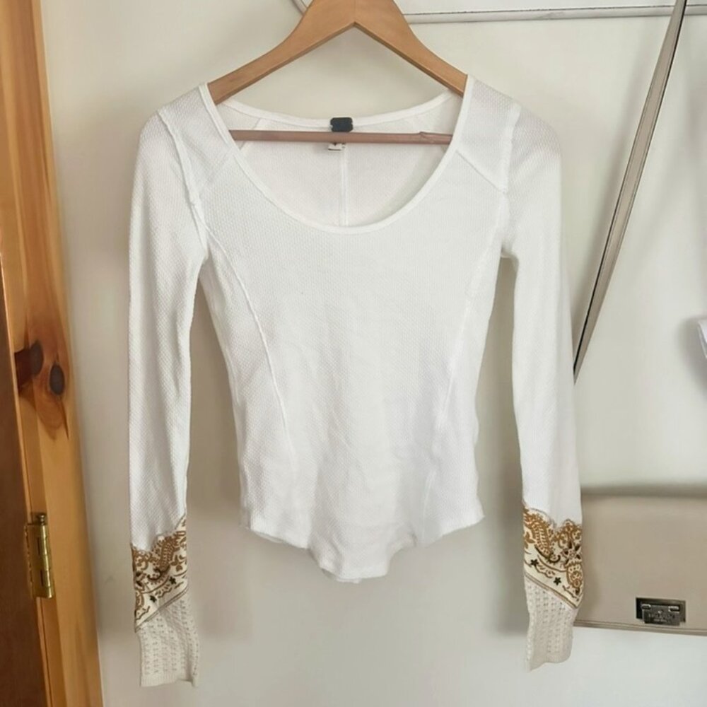 NWOT Free People Bandana Cuff Thermal Shirt